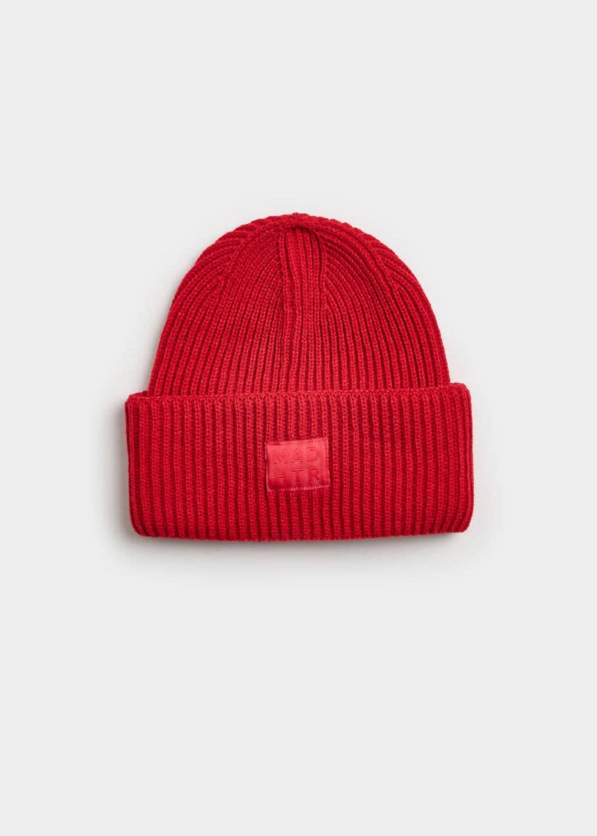 Adult Mad Hatter Ribbed Knit Beanie - Lipstick Red AW22