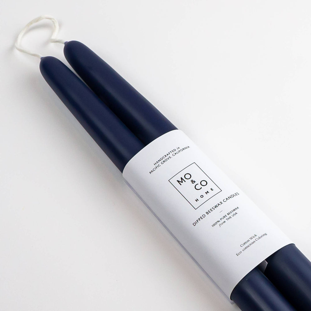 Midnight Blue | Dipped Beeswax Taper Candles | All Natural