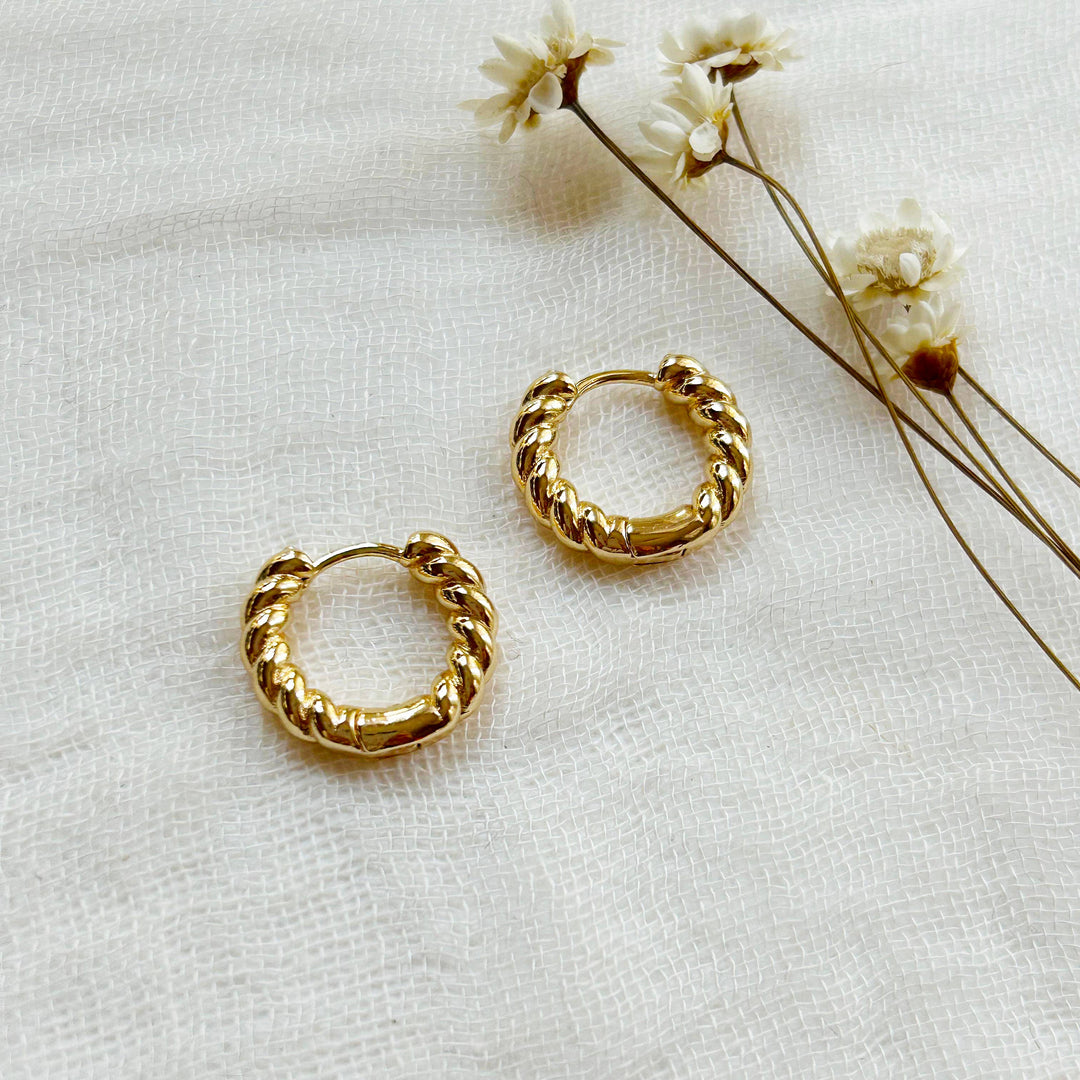 Thick Gold Braided Hoops KT923