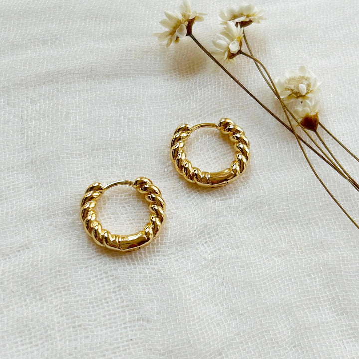 Thick Gold Braided Hoops KT923