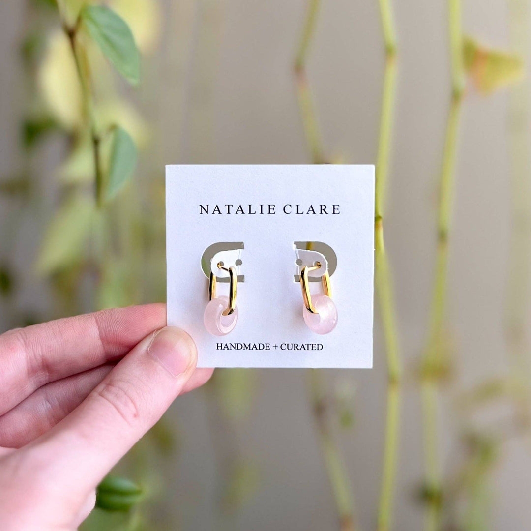 Rose Quartz Hoops NC23