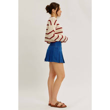 Load image into Gallery viewer, LAID BACK STAPLE STRIPE COTTON SWEATER WITH CONTRAST TRIM