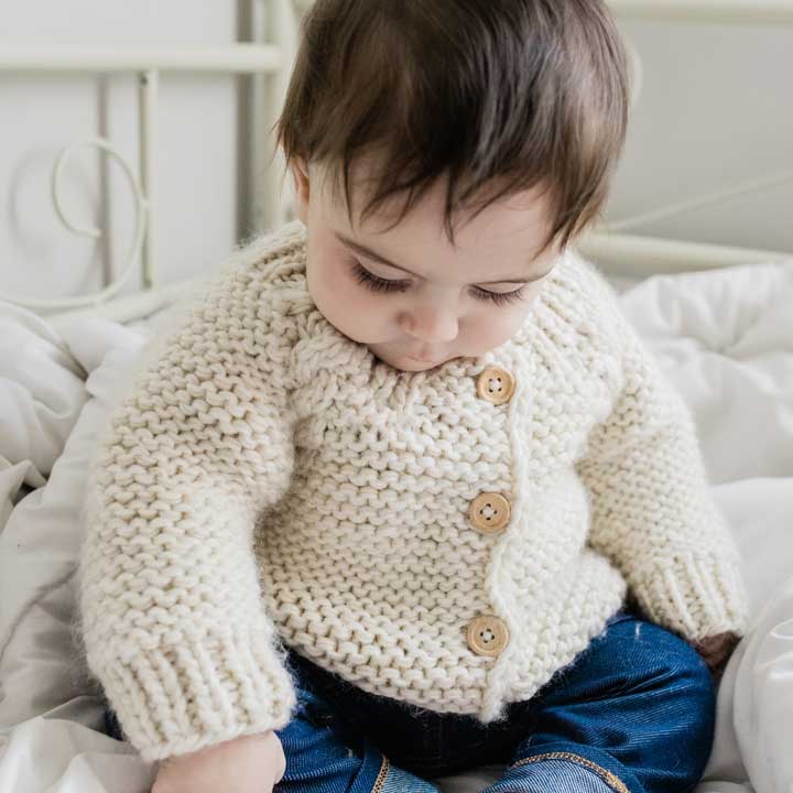 Natural Garter Stitch Cardigan Sweater Baby &amp; Toddler