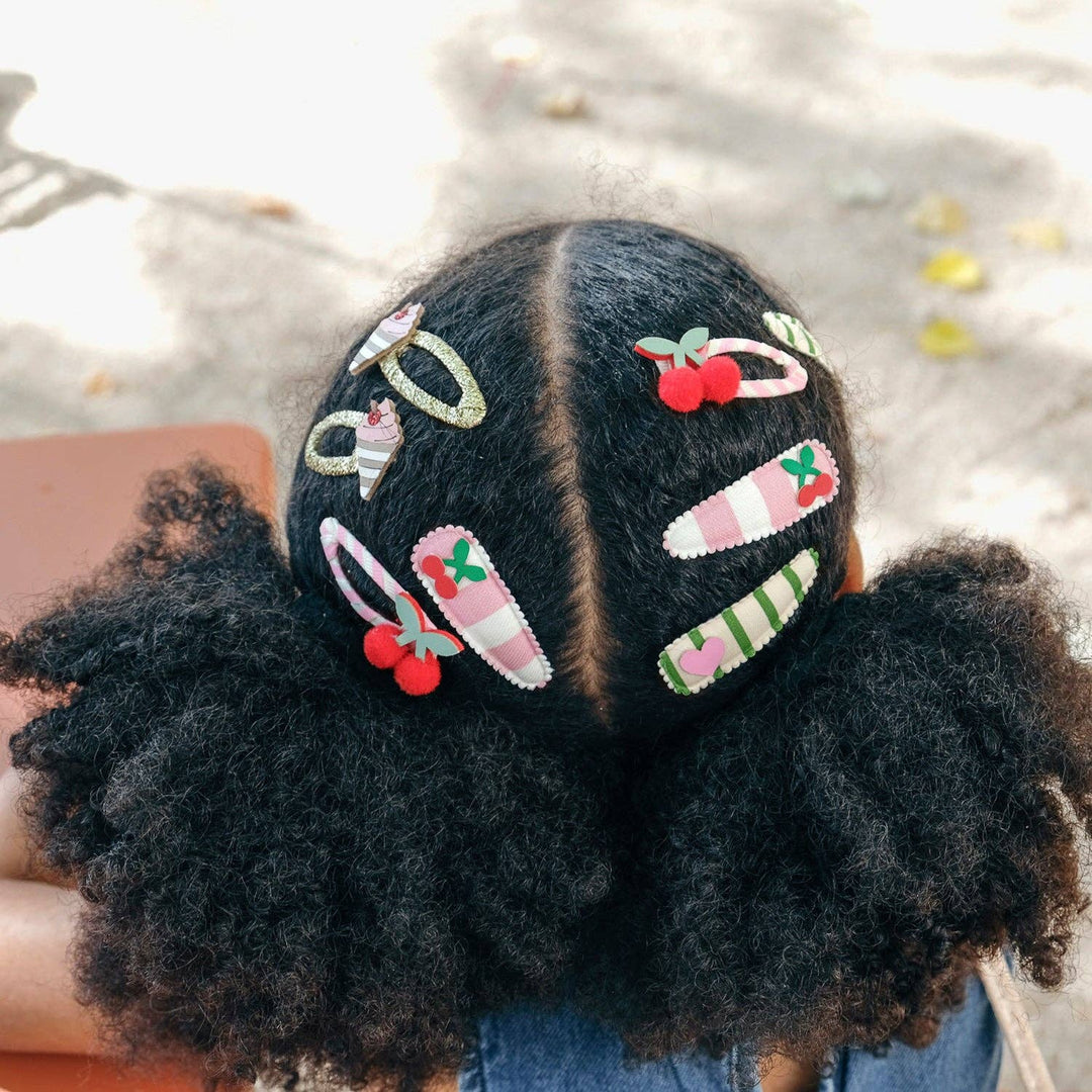 Cherry Kiss Stripy Clips