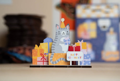 HAPPY BIRTHDAY CAT POP OUT CARD DD10