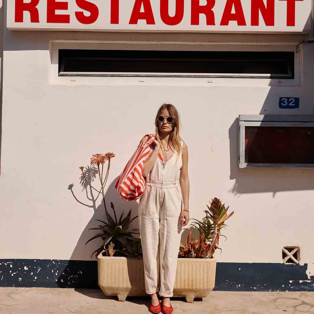 ELISA TOTE BAG STRIPES TOMATO / CANDY PINK