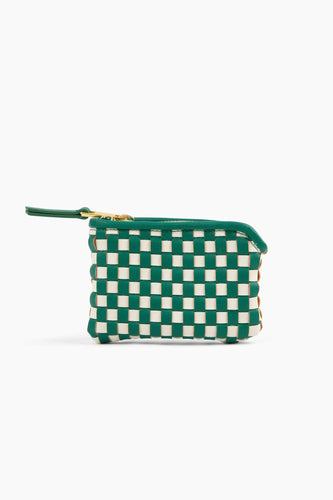 The Woven Wallet - Faux Leather Zipper Checkered Wristlet