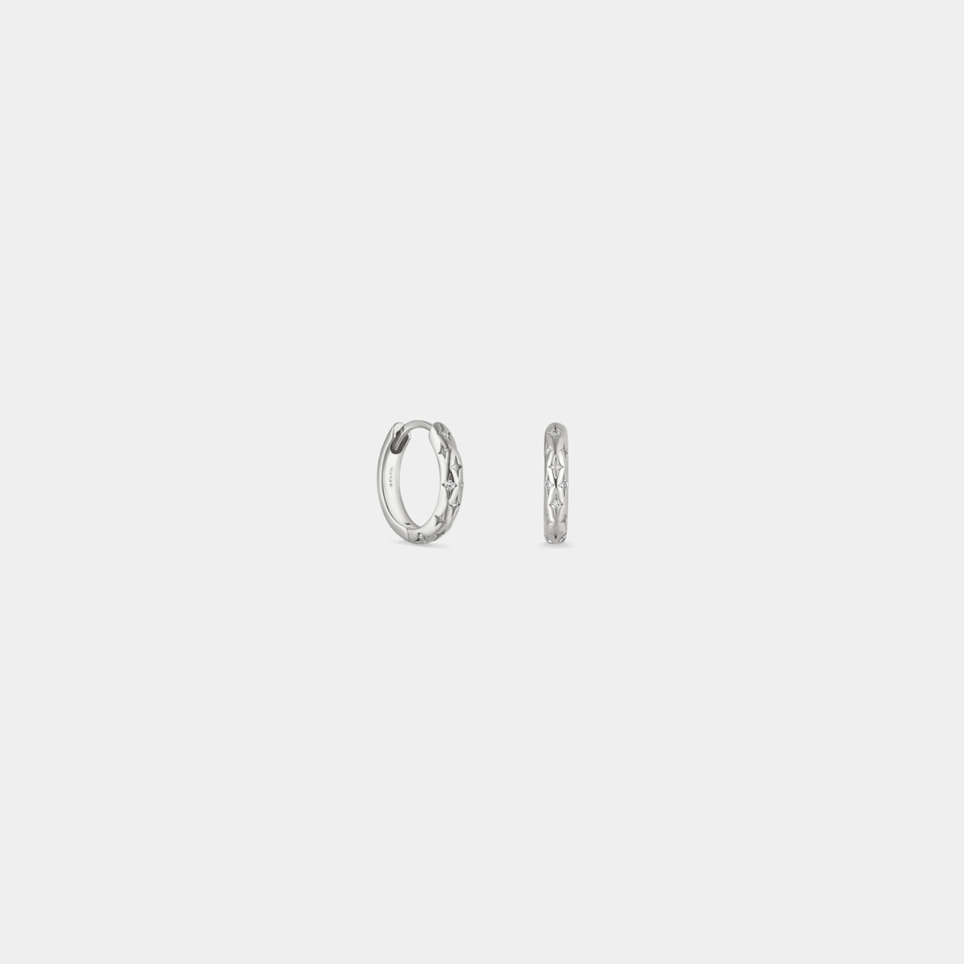 Dainty Gold Star Huggie Hoop Earrings in 925 Sterling Silver