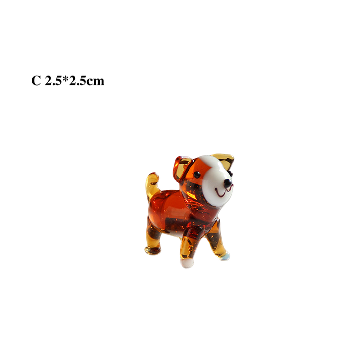 Mini Glass Dog Figurines Ornaments – Animal Desk Decor