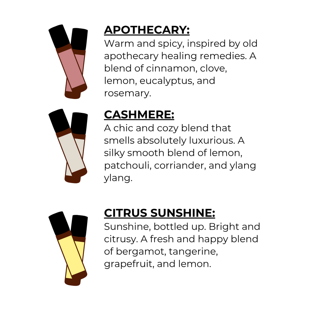 Mini Natural Roll-On Essential Oils, 5ml with Jojoba Oil