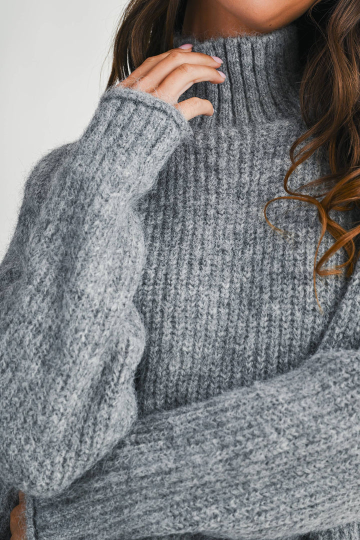 348K Soft Brushed Mock Neck Sweater