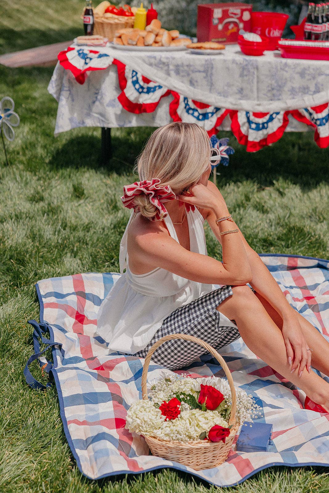 RED DENIM CORSET SCRUNCHIE