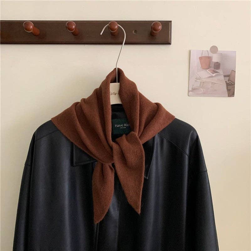 Wool Solid Color Knitted Triangle Scarf MS932
