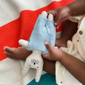 Cotton Knit Child's Rattle Toy: Rabbit
