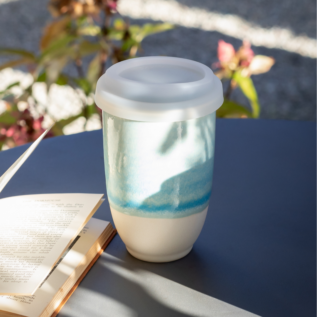 Lagoon Ceramic Coffee Cup – 12oz with Lid &amp; Sleeve NV97