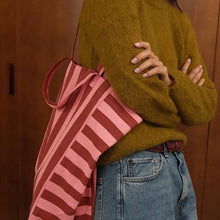 Load image into Gallery viewer, ELISABETH TOTE BAG STRIPES BRICK / PINK