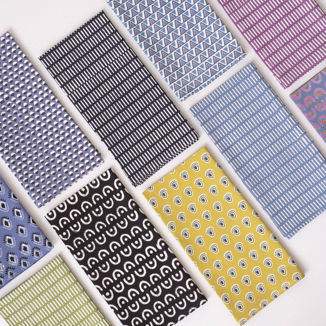Pontis Stripes Cloud Block Printed Napkins - set of 4 GM15