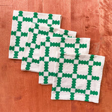 Load image into Gallery viewer, Natural Cotton Cloth Napkins, Green Party Time Plaid BB22