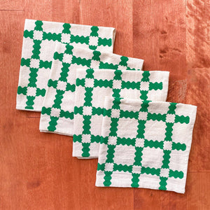 Natural Cotton Cloth Napkins, Green Party Time Plaid BB22