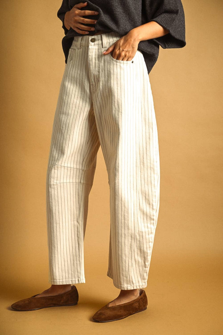 PINSTRIPED BARREL PANTS MM763