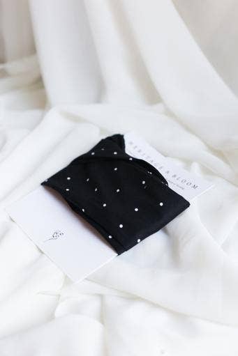 Black with White Polka Dots Headwrap HH29
