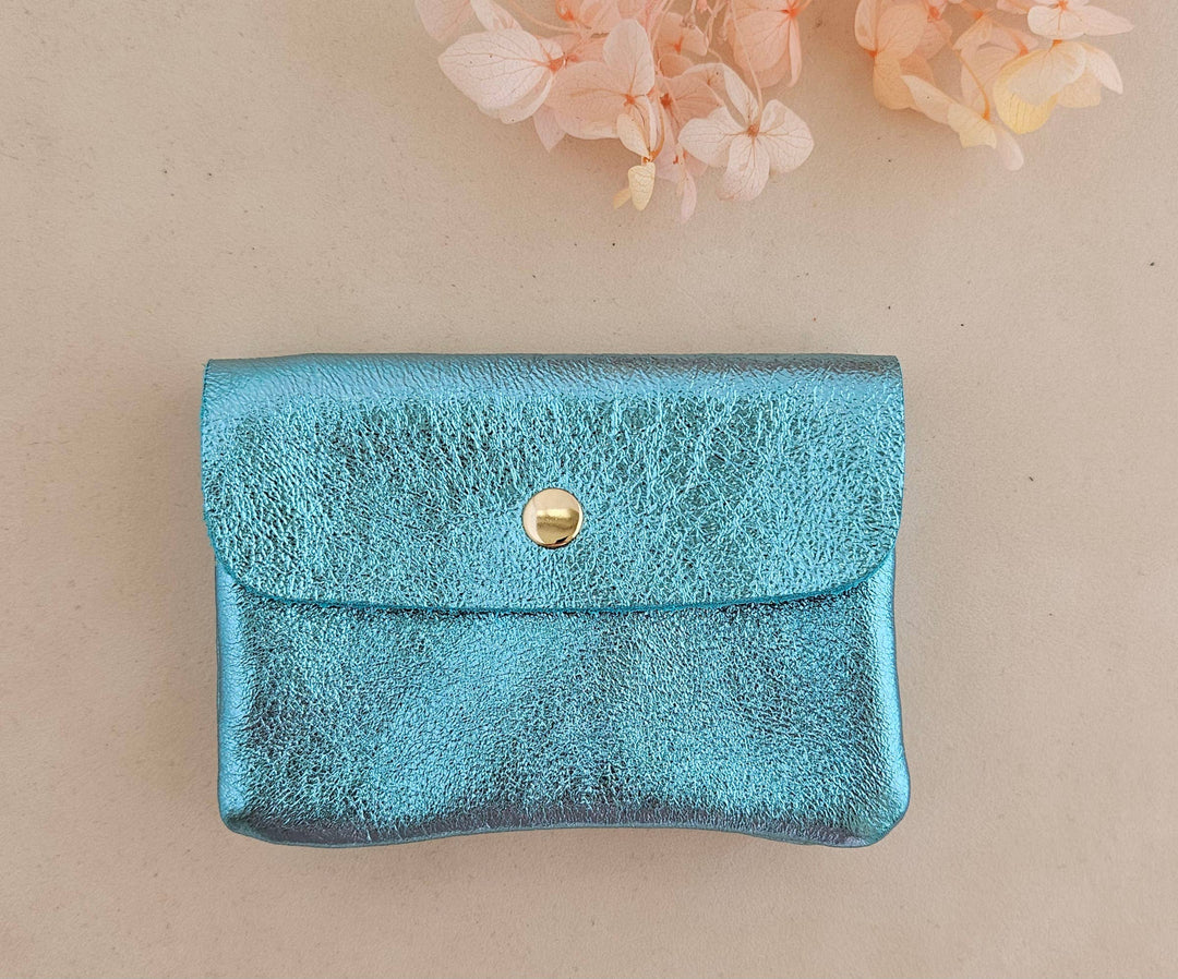 Metallic leather Kangoo wallet Mint RM38