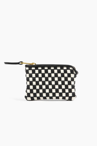 The Woven Wallet - Faux Leather Zipper Checkered Wristlet