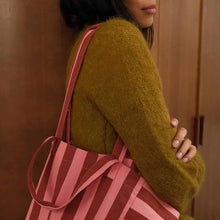 Load image into Gallery viewer, ELISABETH TOTE BAG STRIPES BRICK / PINK