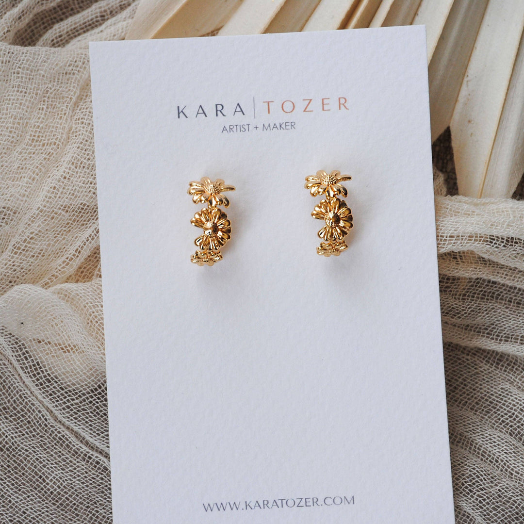 Gold Floral Hoop Earrings KT24