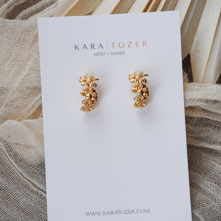 Gold Floral Hoop Earrings KT24