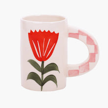 Load image into Gallery viewer, Hand-painted Stoneware Ceramic Mug, Red Flower