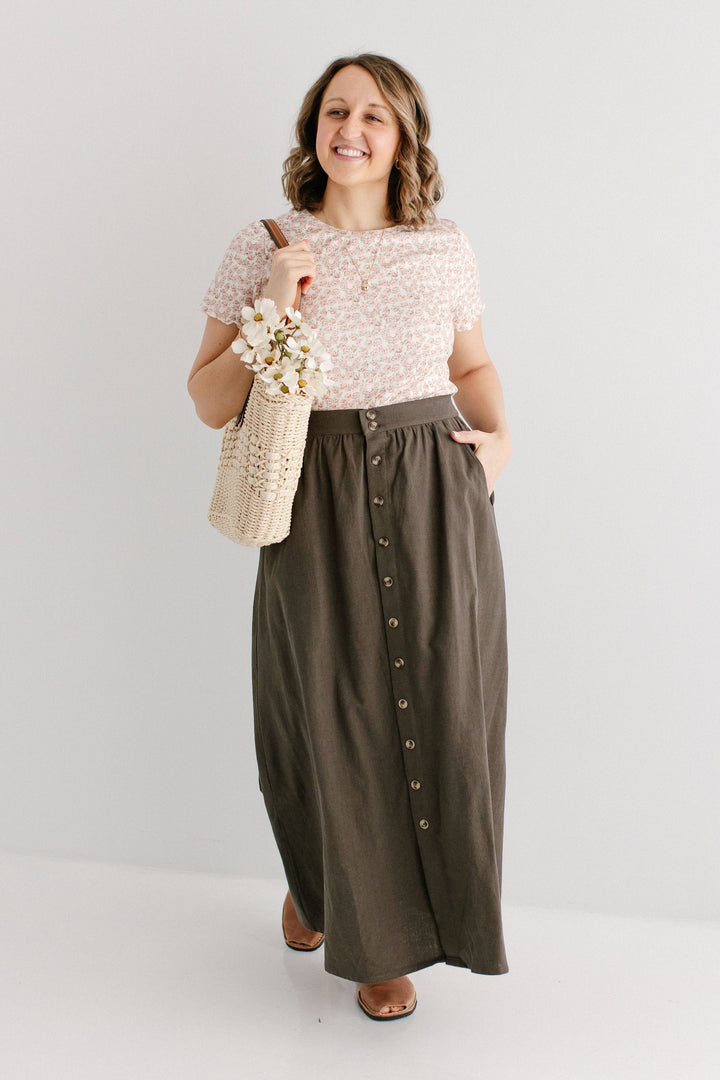 Tirzah Button Front Maxi Skirt MSE22