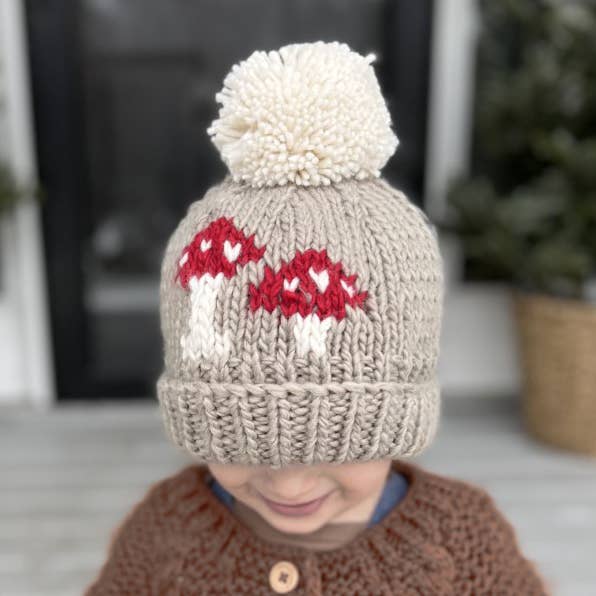 Mushroom Hand Knit Beanie Hat Baby &amp; Kids