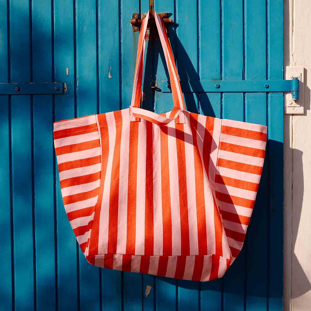 ELISA TOTE BAG STRIPES TOMATO / CANDY PINK