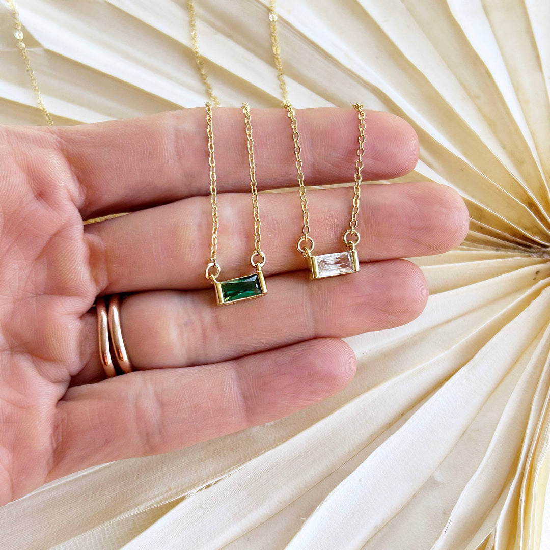 Minimalist Baguette Gemstone Necklace KT14