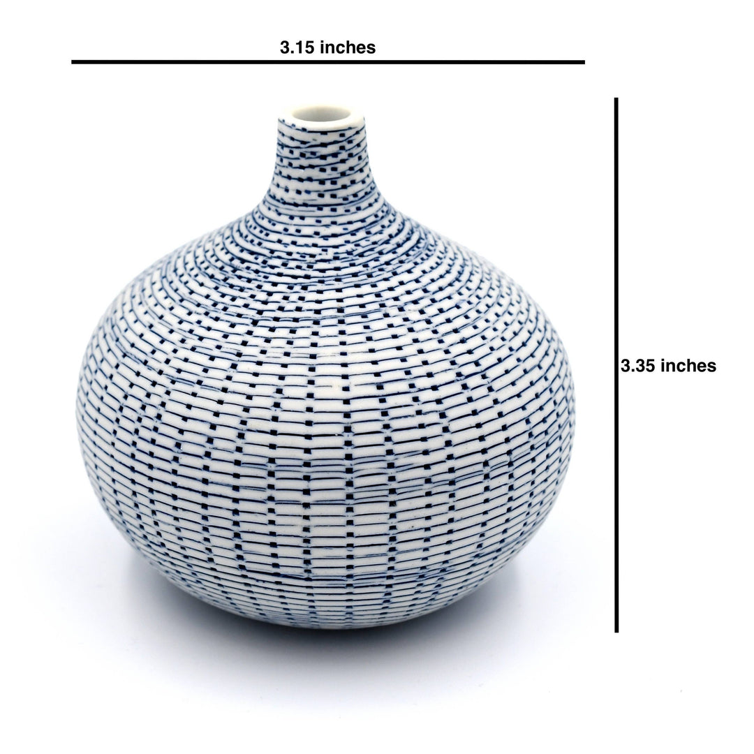 524W71BLUE CONGO TINY L-Handcrafted Porcelain Bud Vase