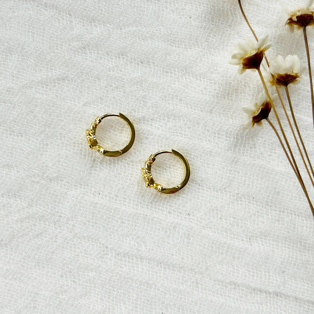 Mini Gold Flower Hoops KT02