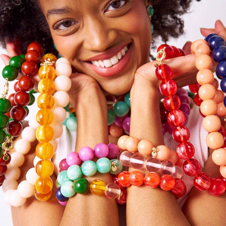 Cece Large Resin Bead Bracelet Aqua Wholesale