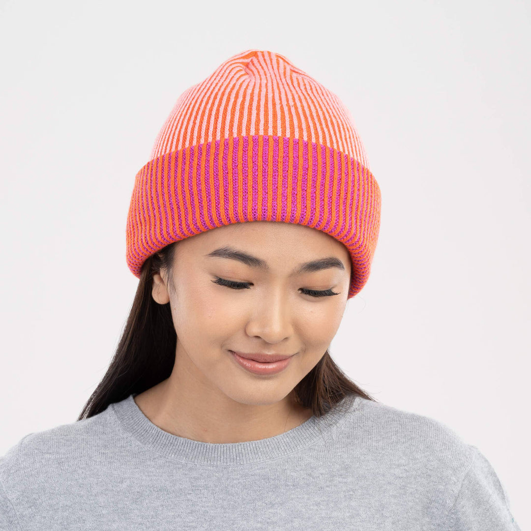 Pinstripe Plush Beanie