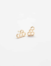 Load image into Gallery viewer, Gold Honeycomb Stud Earrings - Game Day, Holiday/Stocking Stuffer Jewelry