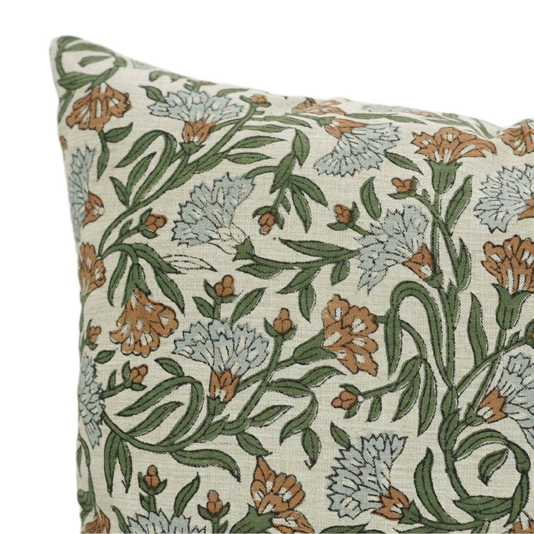 Traditional Block Linen Blend Pillow Cover - Thorny Stems FB03