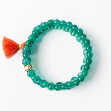 Load image into Gallery viewer, Addison Set Of 3 Stretch Bracelets Glass And Crystal With Bag Teal Green IA23