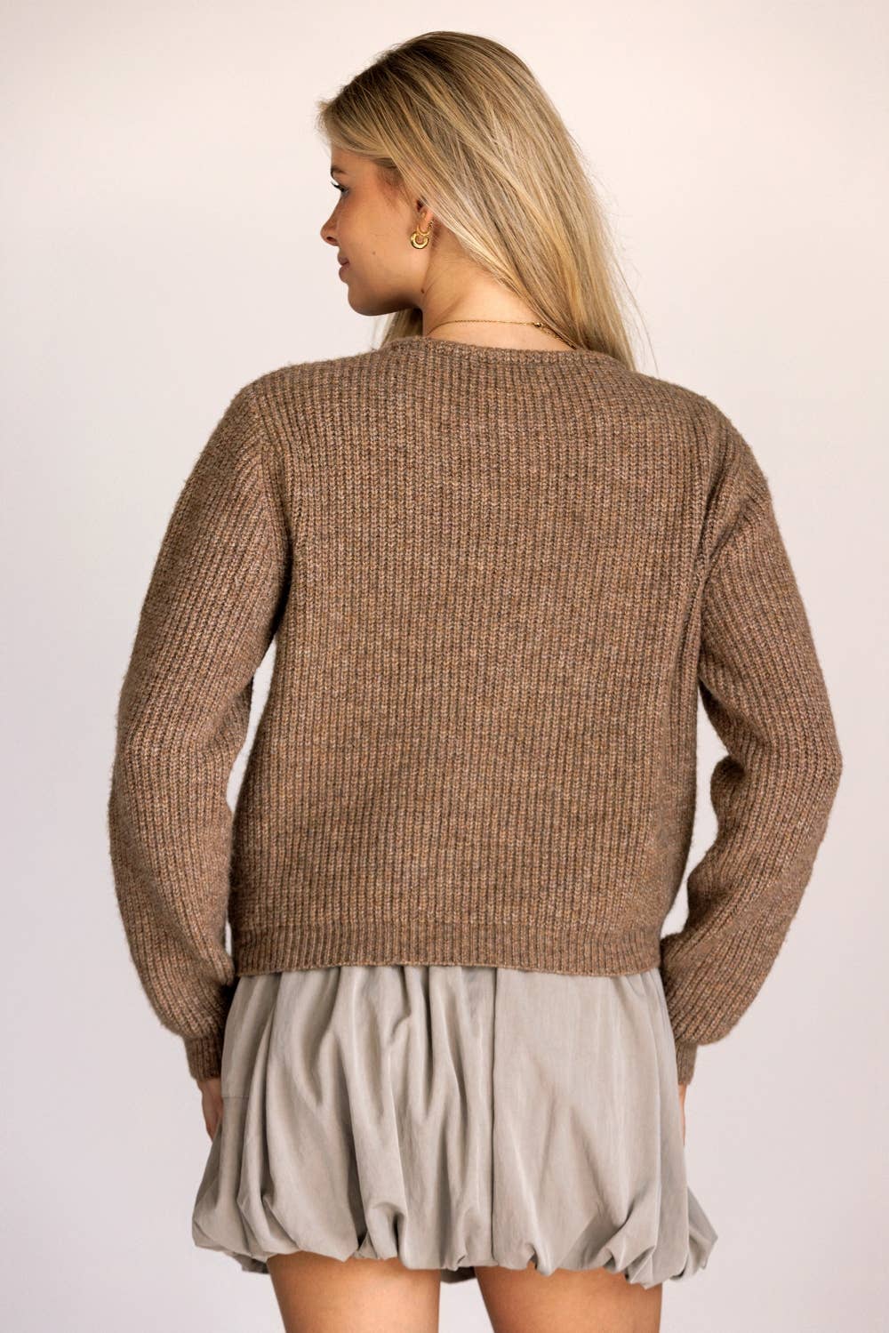 JT111 - TEXTURED KNIT BUTTON-UP CARDIGAN