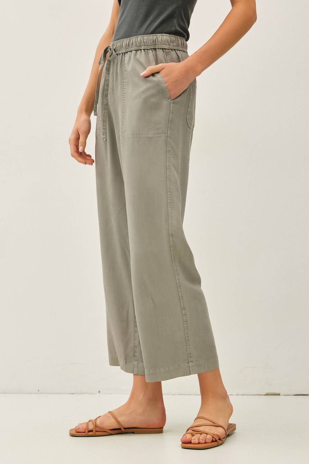 TENCEL DRAWSTRING WIDE LEG PANTS BC234