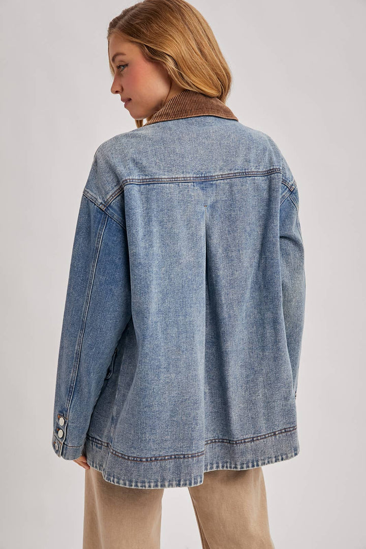 DENIM CORDUROY COLLAR CONTRAST BARN COAT