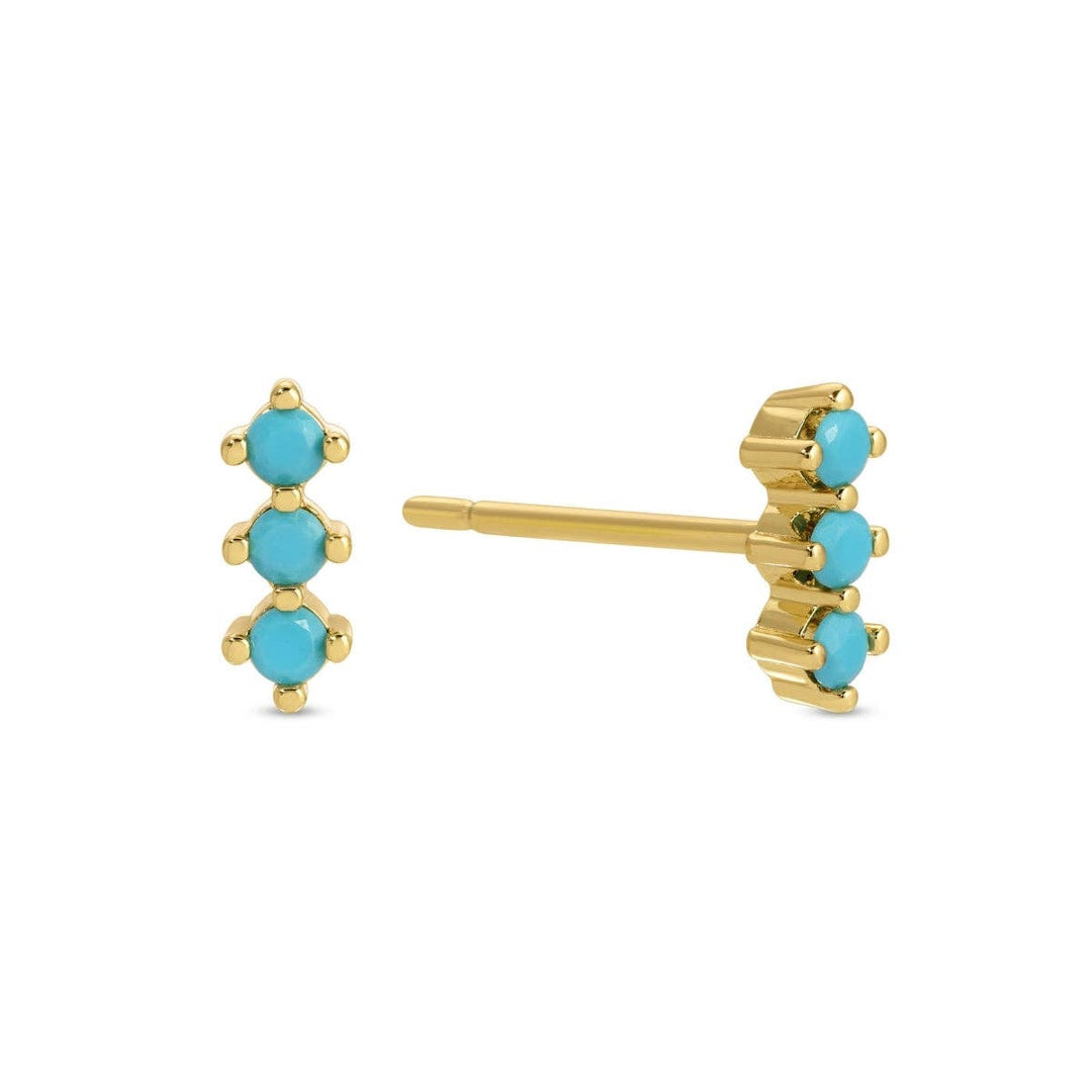 Triple CZ Bar Studs on Velvet Tag SP678