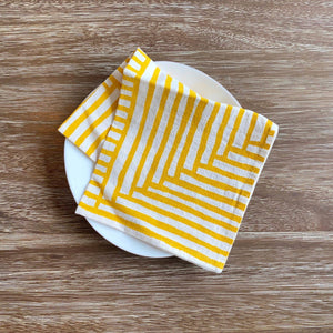 Natural Cotton Cloth Napkins, Warm Painterly Stripes