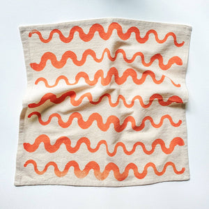 Hand Printed Natural Cotton Cloth Napkins, Wavy Stripes BB22
