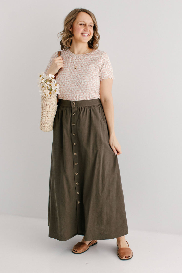 Tirzah Button Front Maxi Skirt MSE22