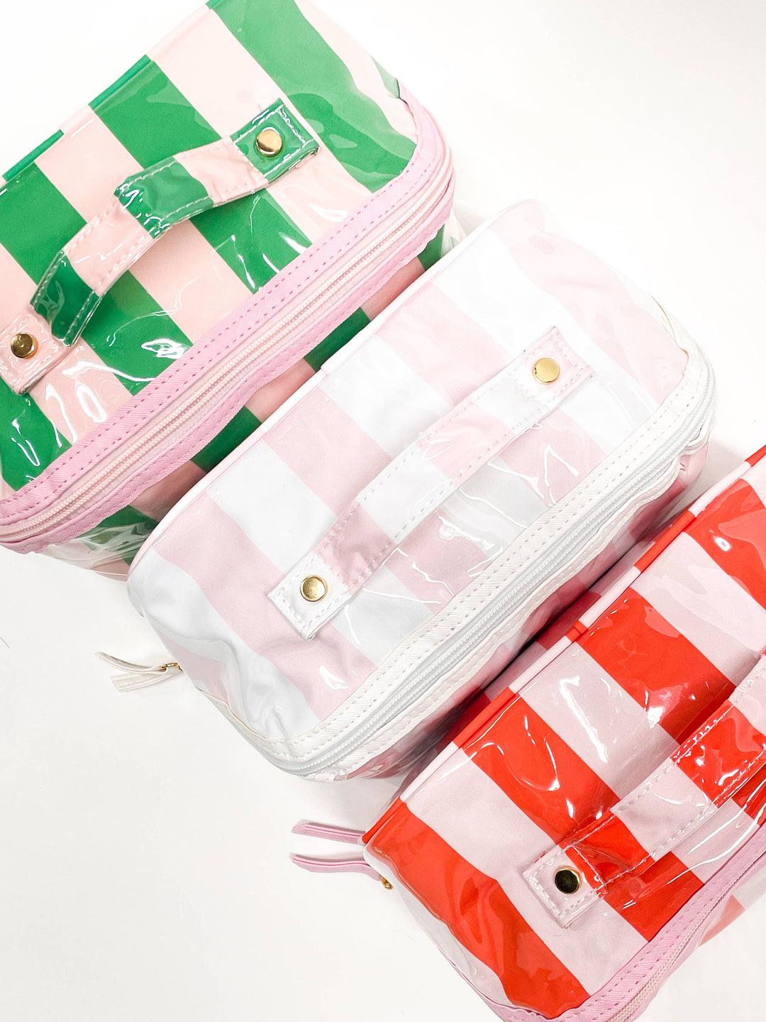 Gloss &amp; Go - Colorful Stripe Wipeable Cosmetic Toiletry Bag PCGG